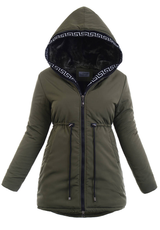 Damska Zimowa Ortalionowa Kurtka Zielona