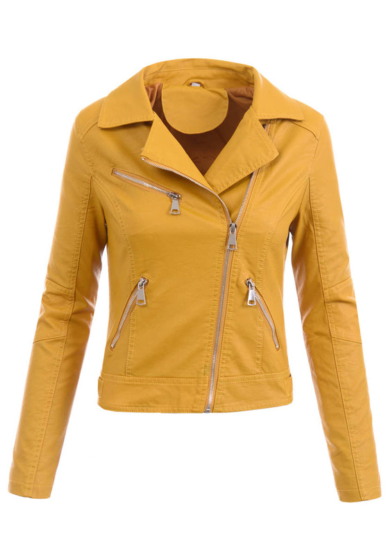 Damska Kurtka Ramoneska Musztardowa