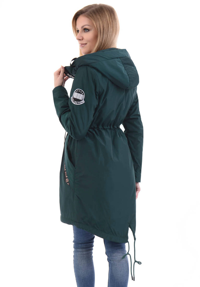 Damska Parka Wiosenna Zielona