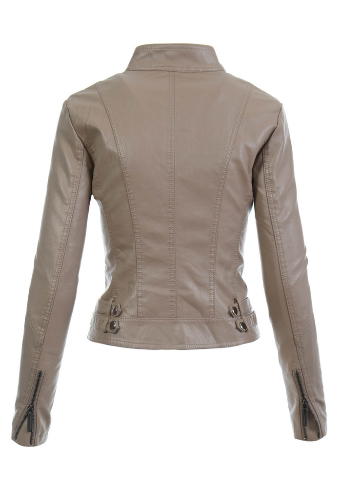 Damska Kurtka Ramoneska Jasno Brązowa