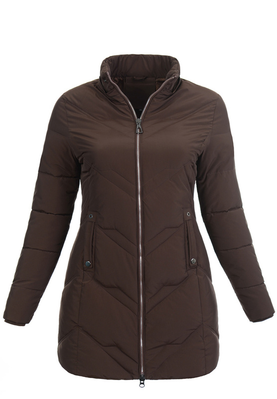 Damska Zimowa Ortalionowa Kurtka Brązowa