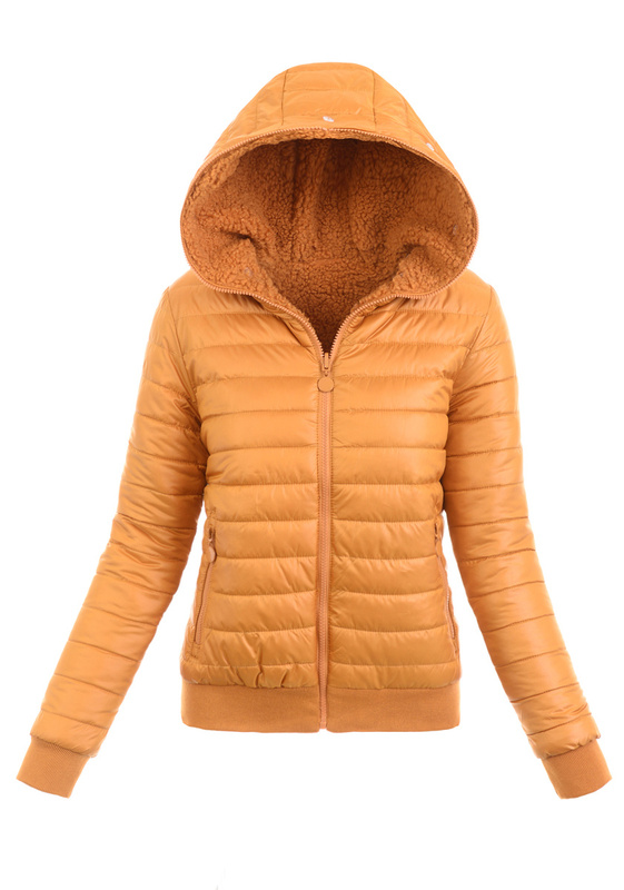 Damska Zimowa Ortalionowa Kurtka Camel