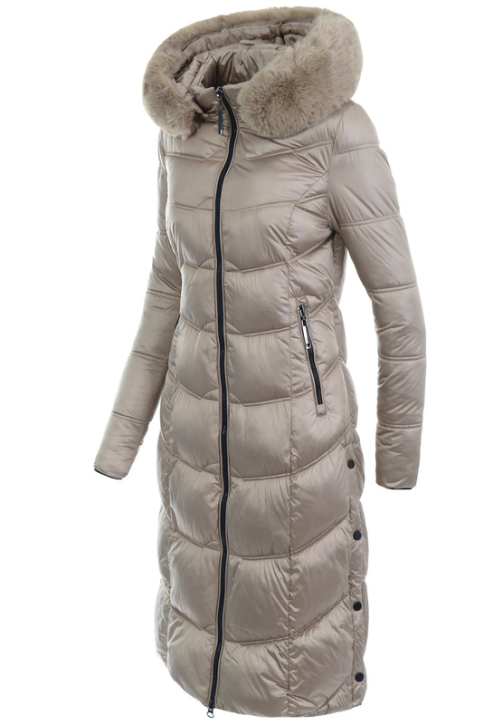 Damska Zimowa Ortalionowa Kurtka Beżowa