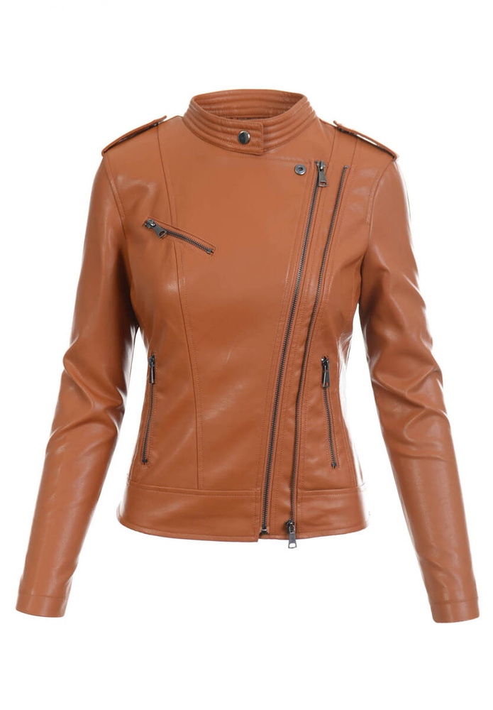 Damska Kurtka Ramoneska Brązowa