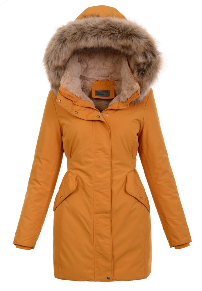 Damska Ortalionowa Zimowa Kurtka Camel