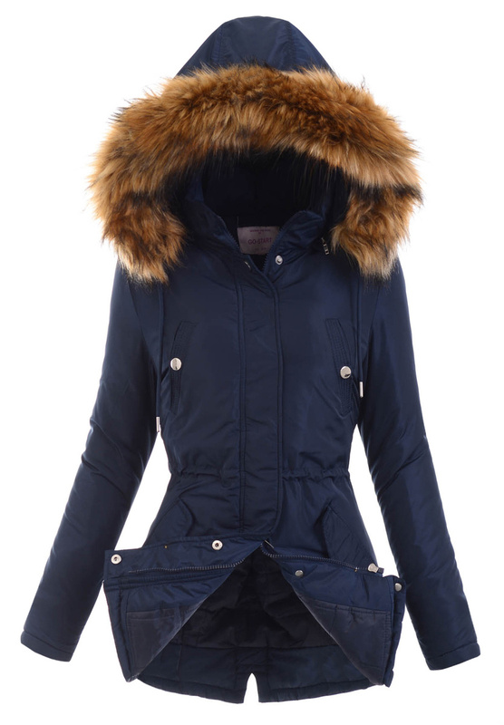 Damska Zimowa Ortalion Kurtka Granatowa