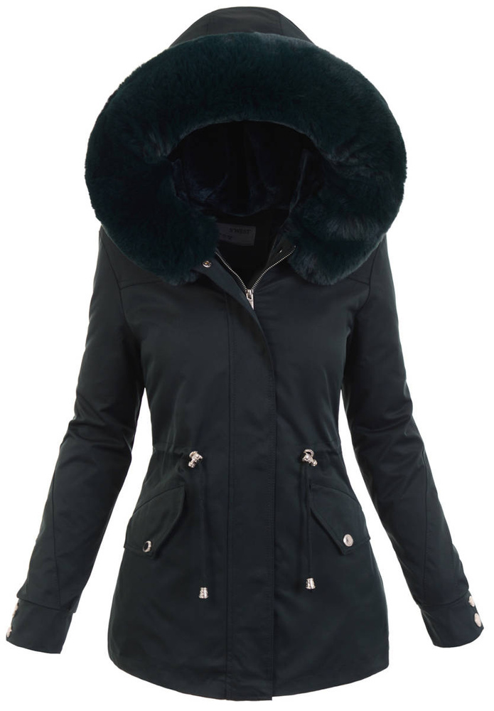 Damska Kurtka Parka Angelika Butelkowo Zielona