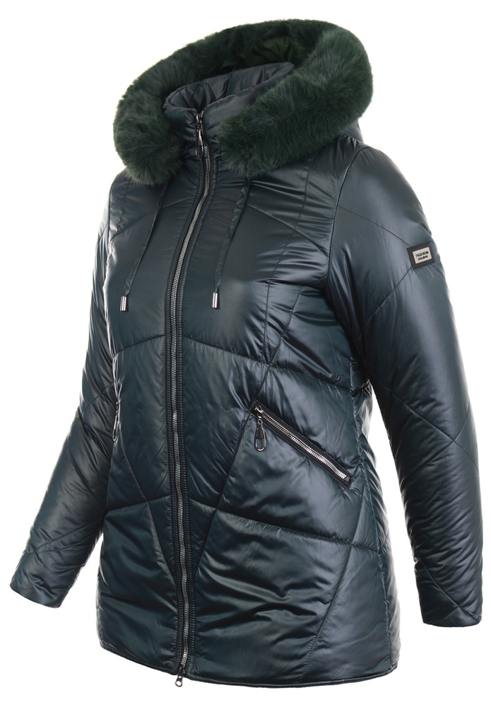 Damska Zimowa Ortalionowa Kurtka Zielona
