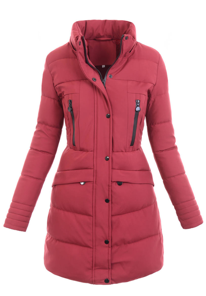 Damska Zimowa Kurtka Bordowa