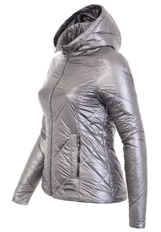 Damska Wiosenno-Jesienna Kurtka Srebrna