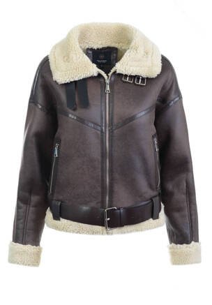 Damska Zimowa Kurtka Kożuszek Brązowy