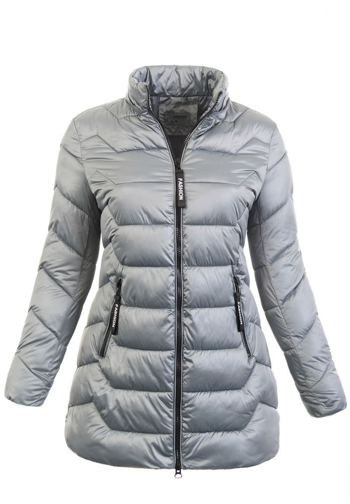 Damska Zimowa Ortalionowa Kurtka Szara