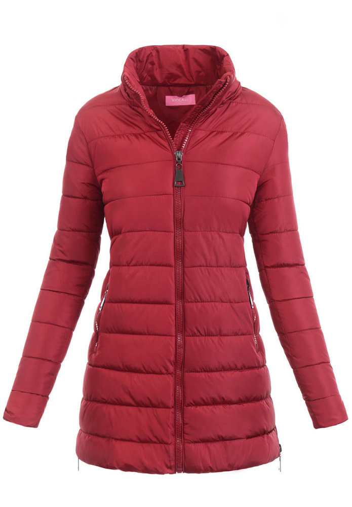 Damska Zimowa Ortalionowa Kurtka Bordowa