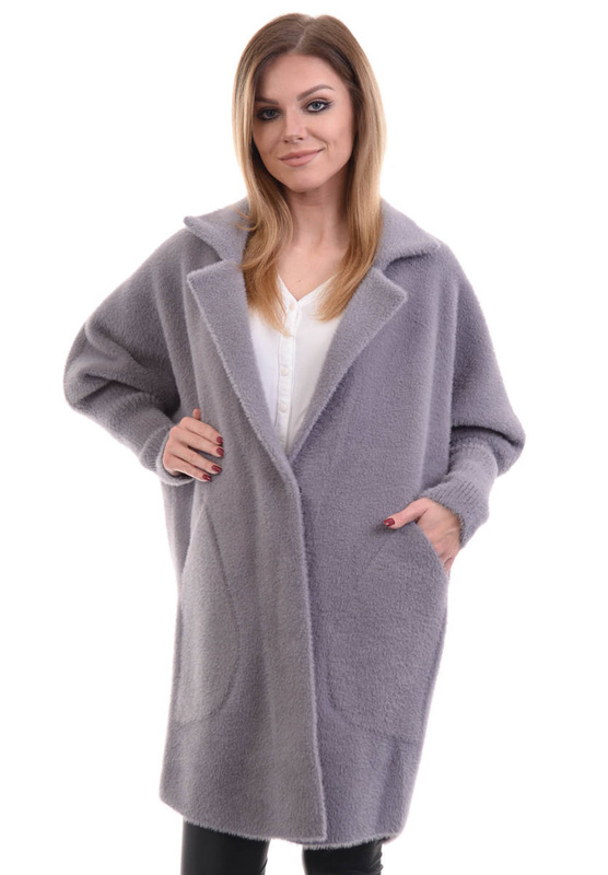 Kardigan Płaszczyk Alpaka Szara