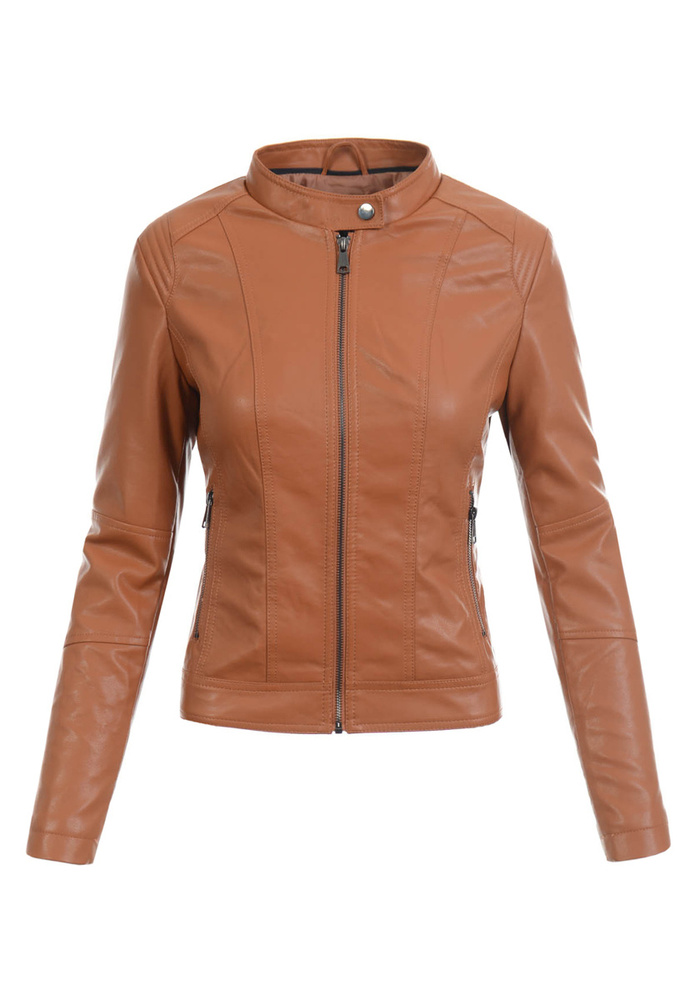 Damska Kurtka Ramoneska Brązowa