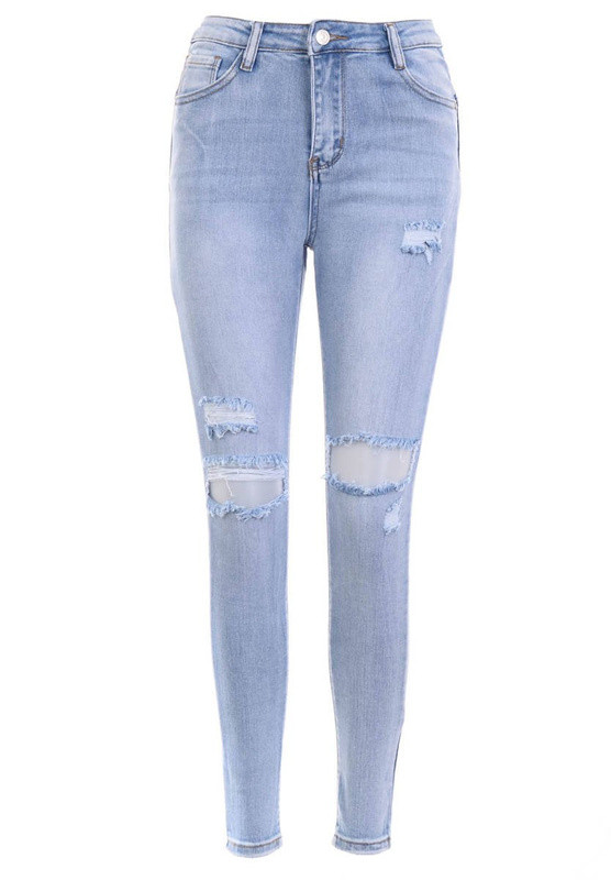 Damskie Spodnie Jeansowe Niebieskie