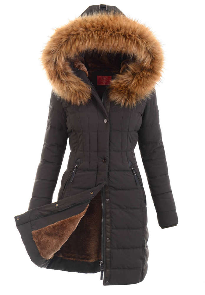 Damska Parka Kurtka 2w1 Zimowa Czarna