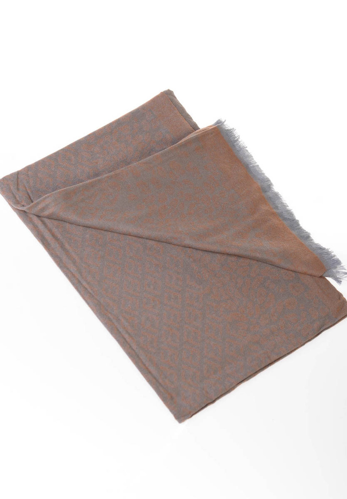 Szal Damski W Panterkę Brązowo- Niebieski