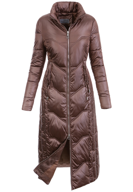 Damska Zimowa Ortalionowa Kurtka Brązowa