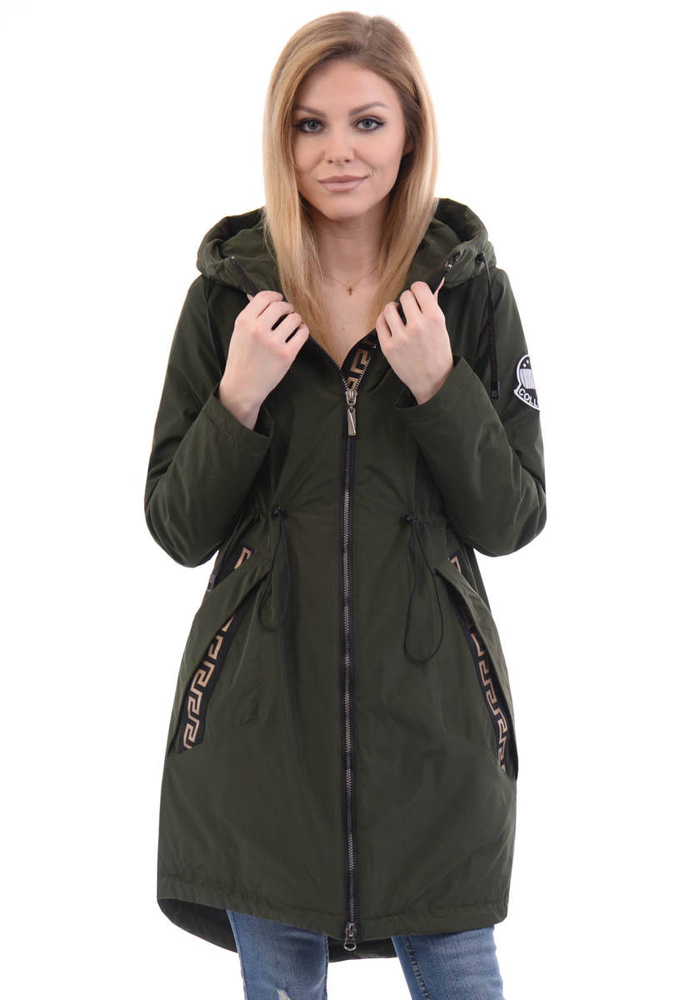Damska Parka Wiosenna Zielona