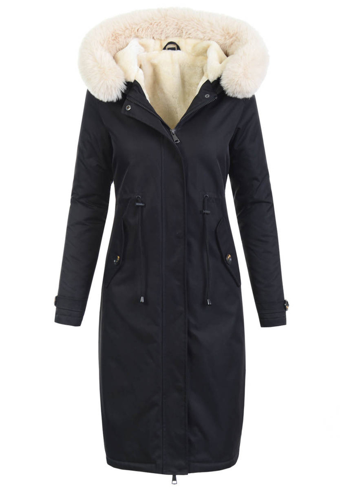 Damska Parka Kurtka Zimowa Czarna