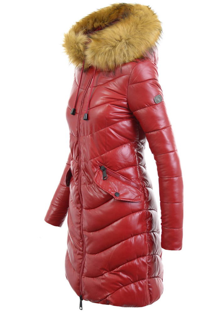 Damska Zimowa Ortalionowa Kurtka Czerwona