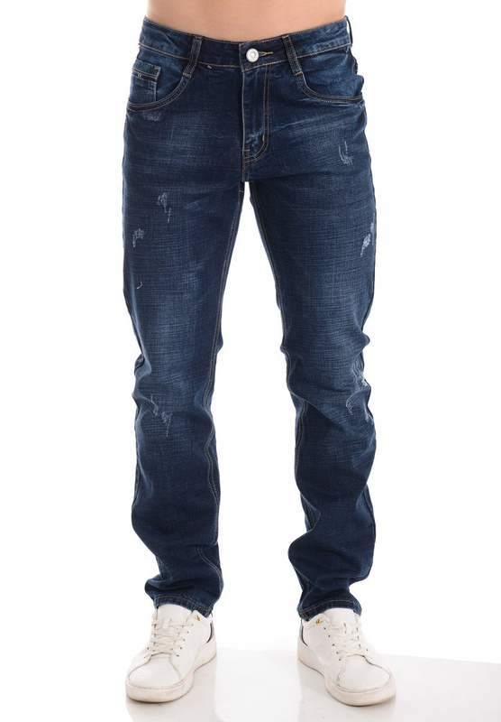 Męskie Spodnie Jeansowe Granatowe