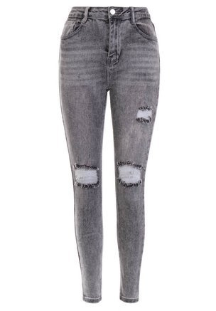 Damskie Spodnie Jeansowe Ciemno Szare