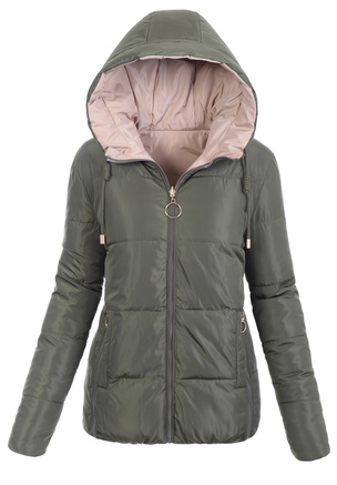Damska Zimowa Ortalionowa Kurtka Dwustronna Khaki