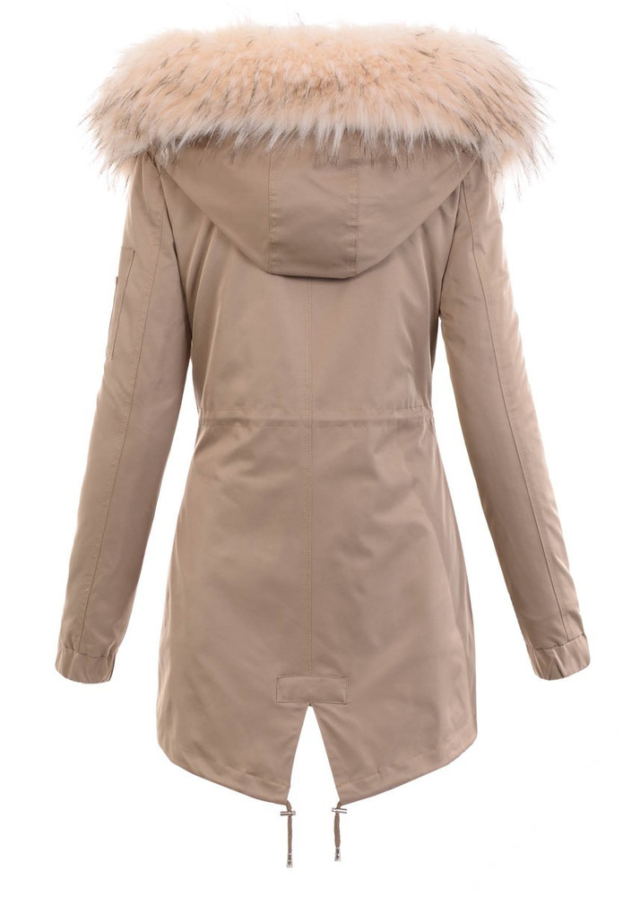 Damska Parka Kurtka 2w1 Zimowa Beżowa