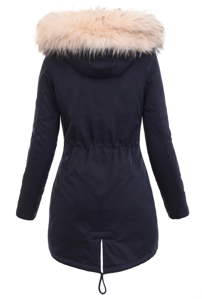 Damska Parka Kurtka Zimowa Granatowa