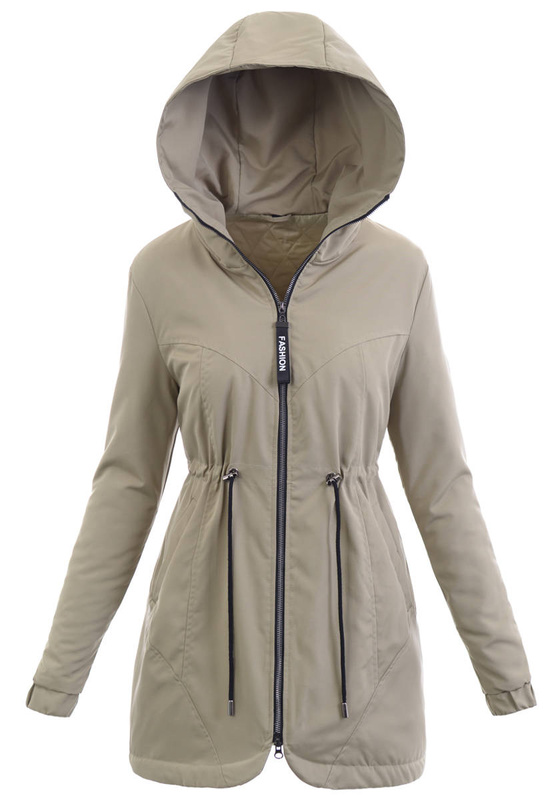 Damska Wiosenno-Jesienna Kurtka Oliwkowa