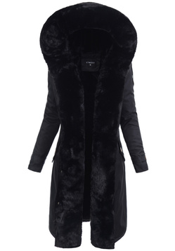 Damska Parka Kurtka Zimowa Czarna