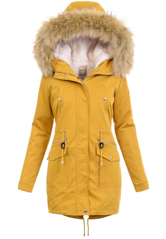 Damska Parka Kurtka 2w1 Zimowa Camel