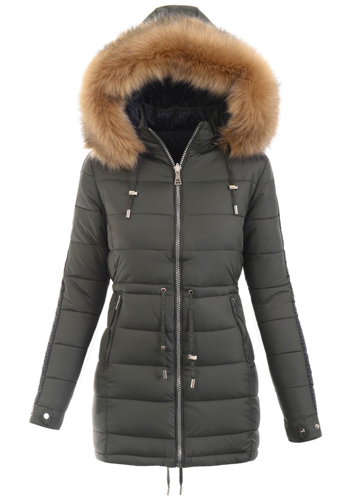 Damska Parka Kurtka 2w1 Zimowa Czarna