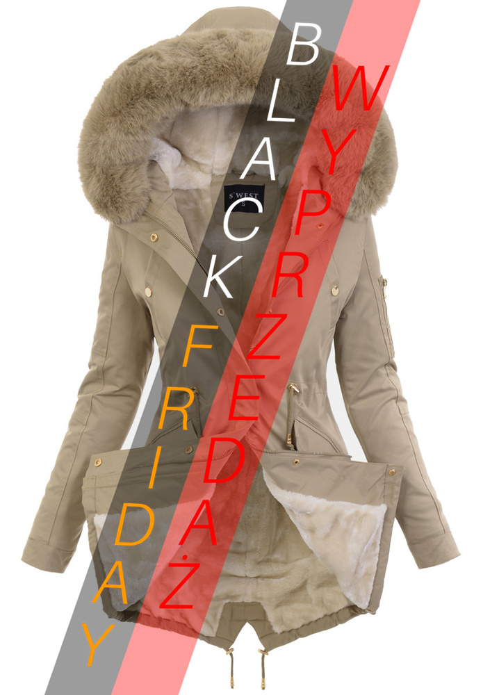 Damska Parka Kurtka Zimowa Beżowa