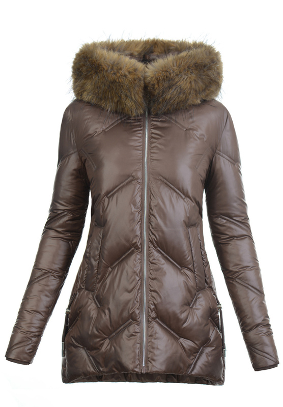 Damska Kurtka Zimowa Brązowa