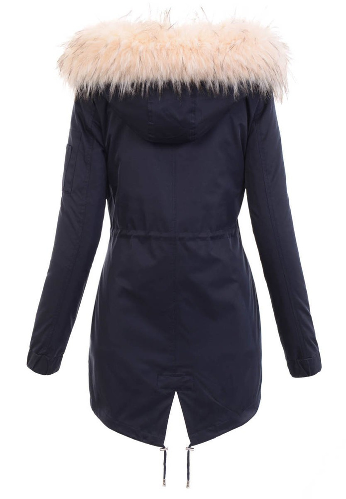 Damska Parka Kurtka 2w1 Zimowa Granatowa