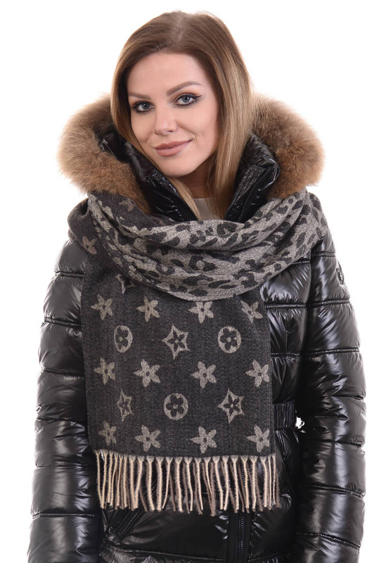 Szal Damski W Panterkę Brązowo Czarny