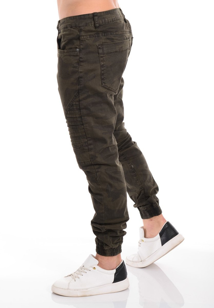 Męskie Spodnie Joggery Moro Zielone