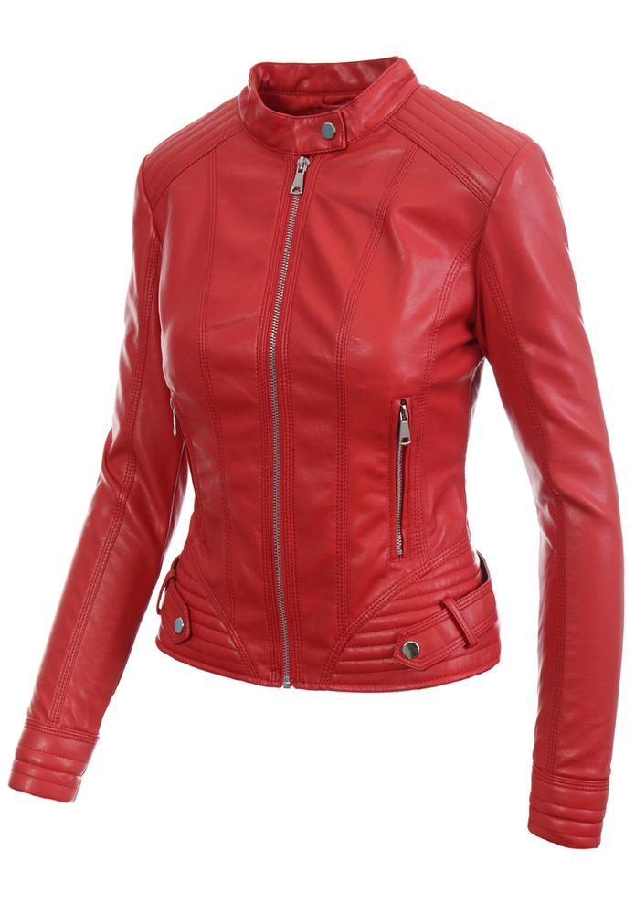 Damska Kurtka Ramoneska Czerwona