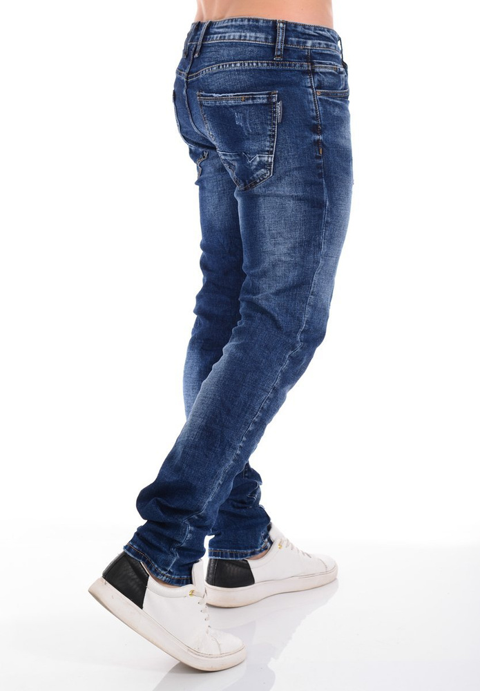 Męskie Spodnie Jeansowe Granatowe