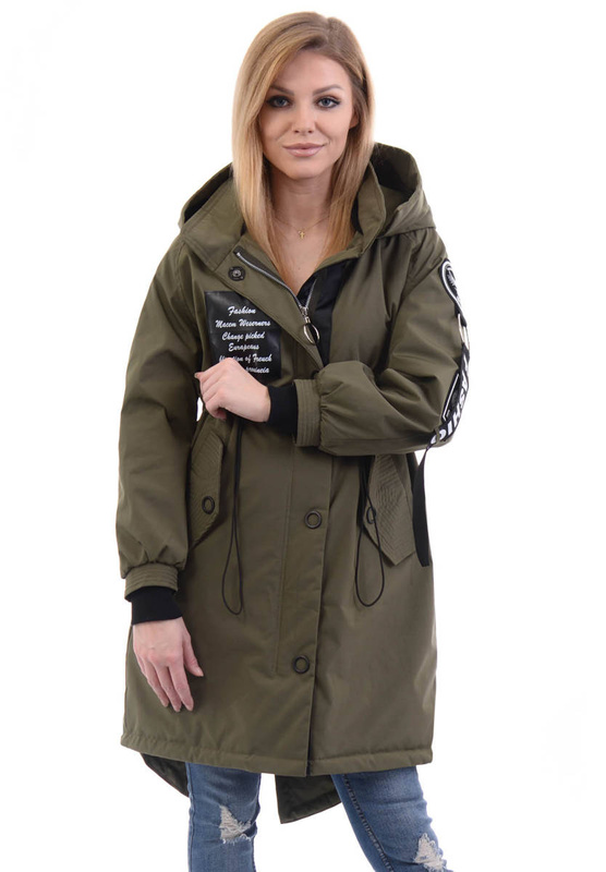 Damska Parka Wiosenna Zielona