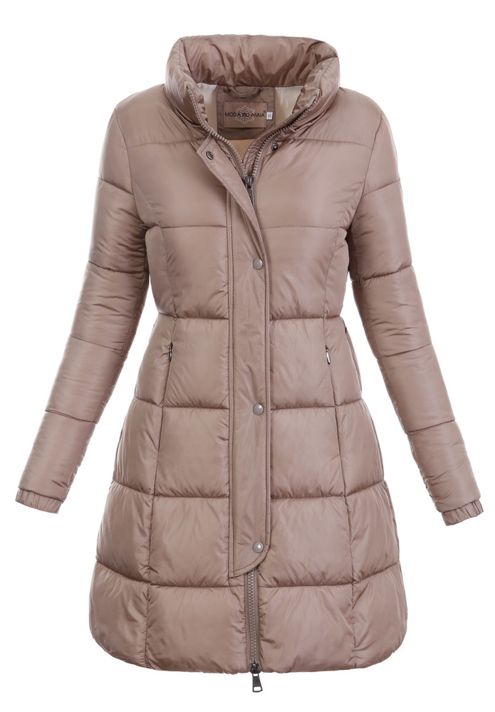 Damska Zimowa Ortalionowa Kurtka Brązowa