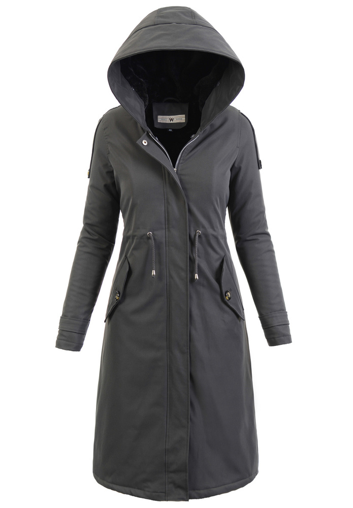 Damska Parka Kurtka Zimowa Szara