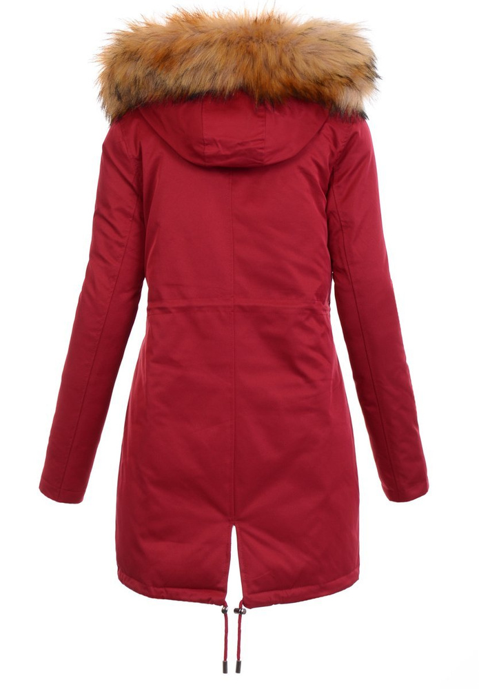 Damska Parka Kurtka Zimowa Czerwona