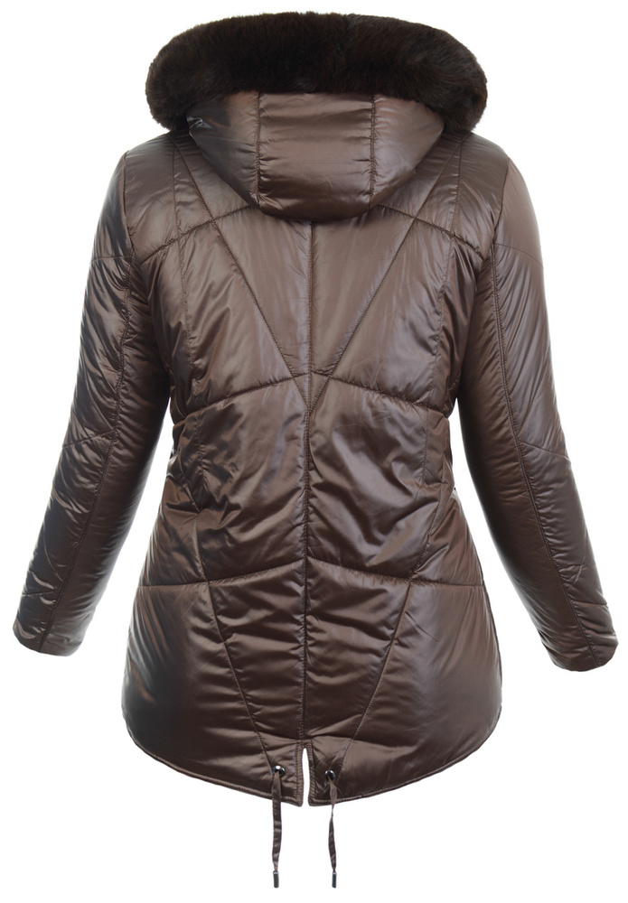Damska Zimowa Ortalionowa Kurtka Brązowa