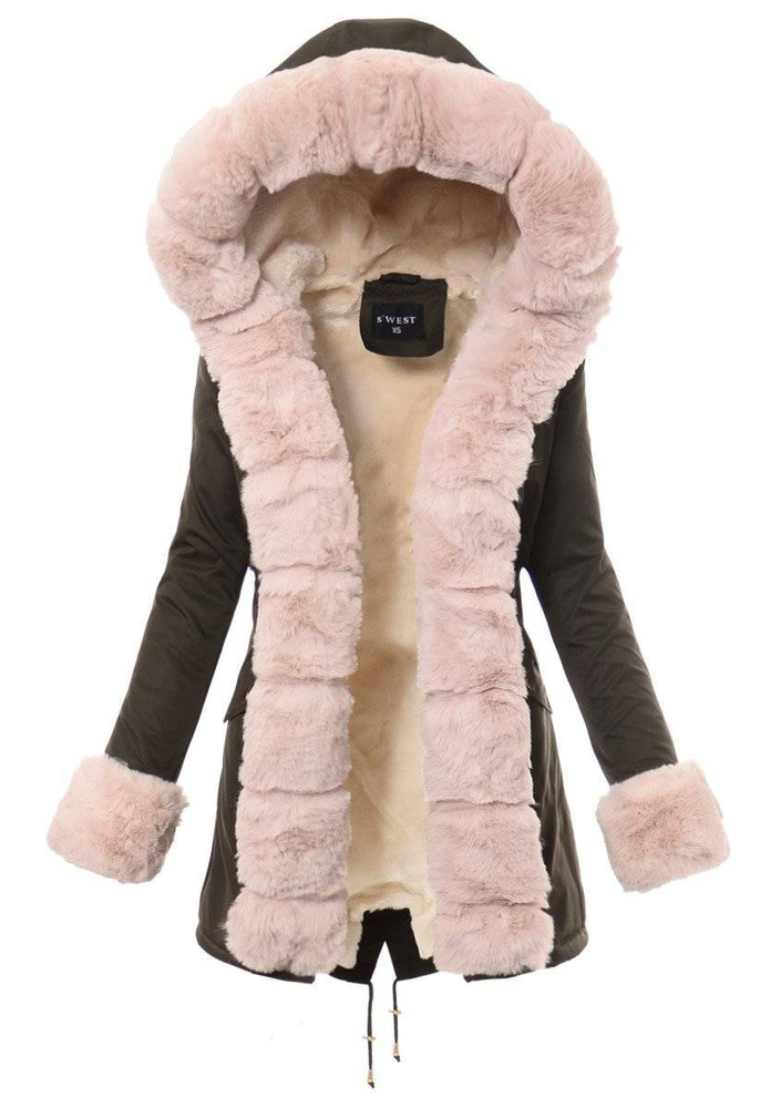 Damska Parka Kurtka Zimowa Khaki