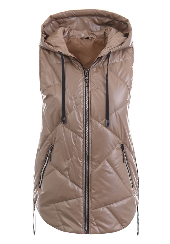 Damska Kamizelka Bezrękawnik Beżowy