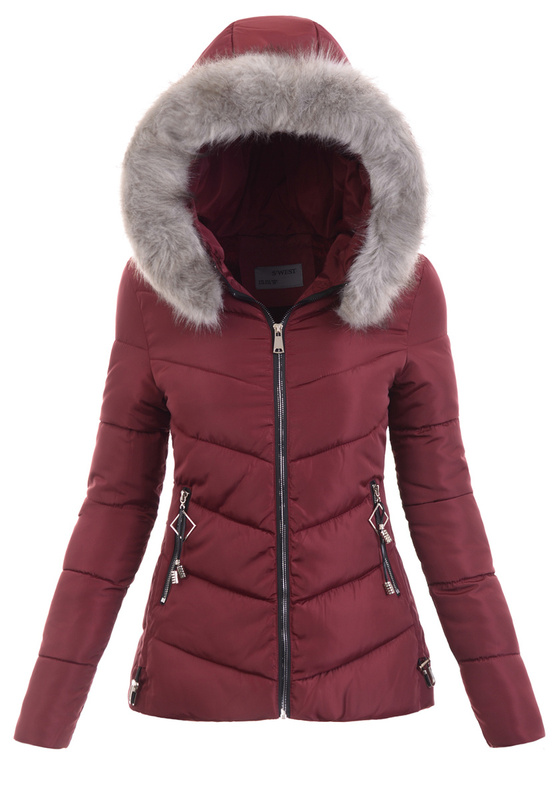 Damska Zimowa Kurtka Bordowa